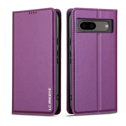 For Google Pixel 7A LC.IMEEKE L1 Series Frosted Fine Texture PU Phone Case(Purple) by LC.IMEEKE