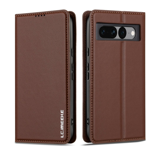 For Google Pixel 7 Pro 5G LC.IMEEKE L1 Series Frosted Fine Texture PU Phone Case(Brown) by LC.IMEEKE