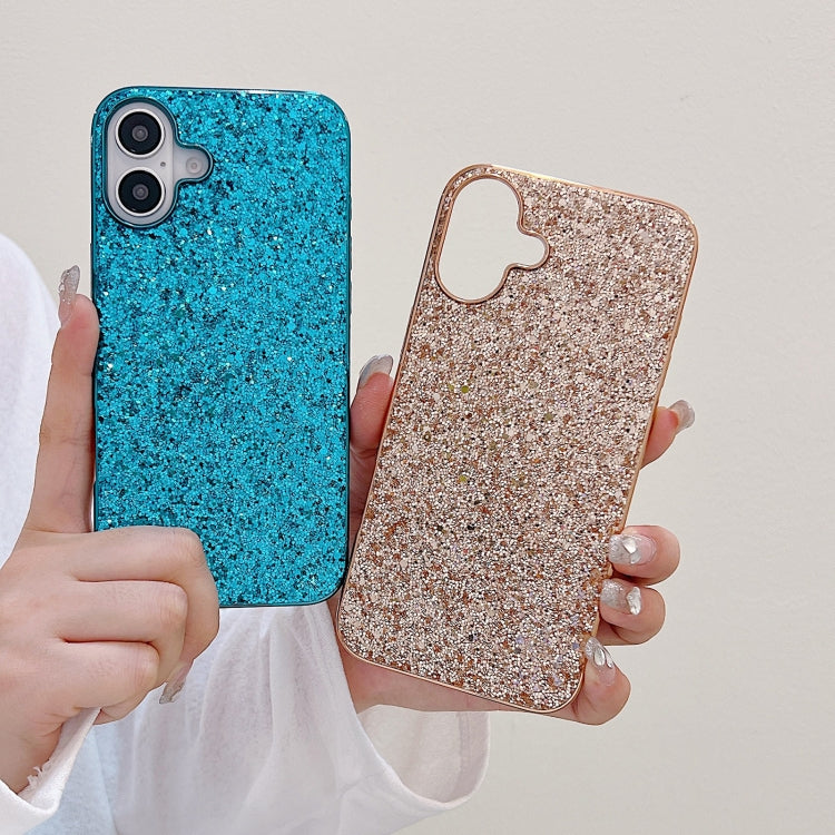 For iPhone 16 Glitter Powder Shockproof TPU Phone Case(Black) by buy2fix