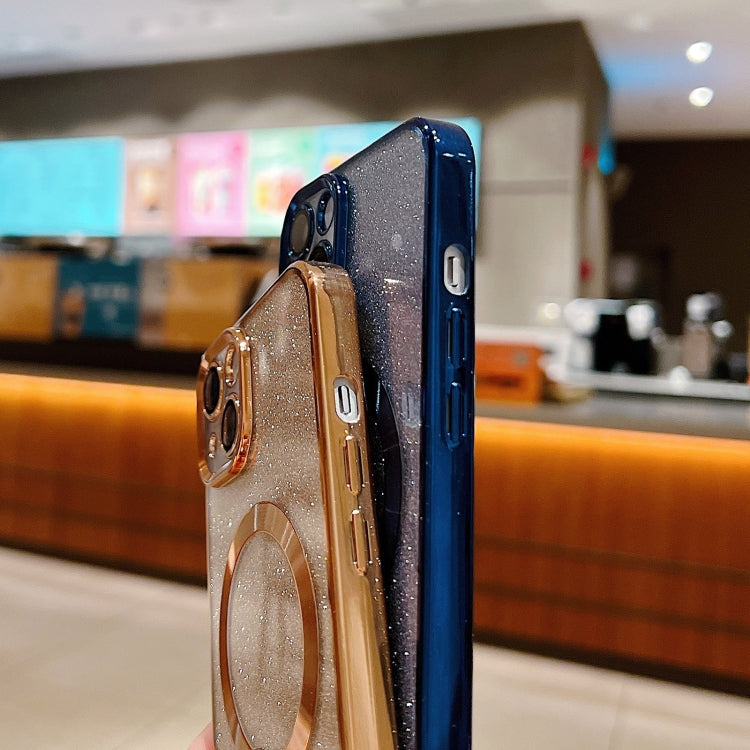 For iPhone 16 Electroplating Pure Color Glitter Powder MagSafe Phone Case(Dark Green) by buy2fix