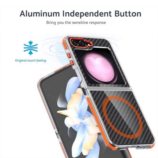 For Samsung Galaxy Z Flip6/7 FE Dual-Color Carbon Fiber Texture Magsafe Phone Case(Black) by buy2fix