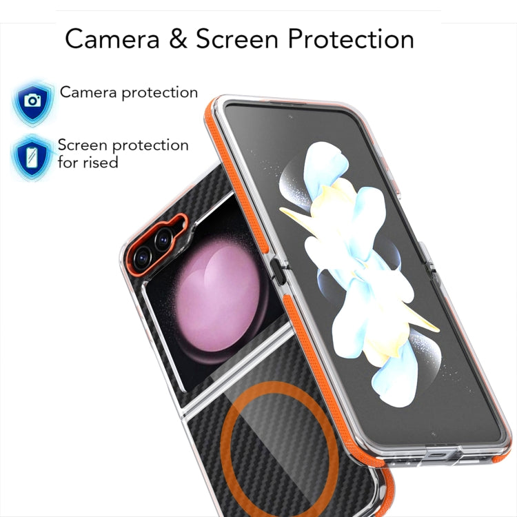 For Samsung Galaxy Z Flip6/7 FE Dual-Color Carbon Fiber Texture Magsafe Phone Case(Black) by buy2fix