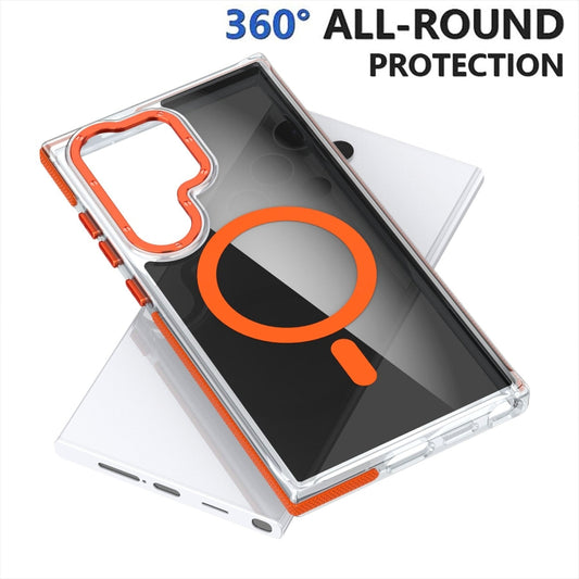For Samsung Galaxy S24 Ultra 5G Dual-Color Transparent Black Magsafe Phone Case(Orange) by buy2fix
