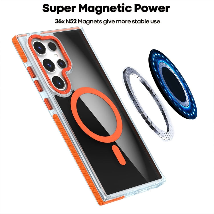 For Samsung Galaxy S24 Ultra 5G Dual-Color Transparent Black Magsafe Phone Case(Orange) by buy2fix