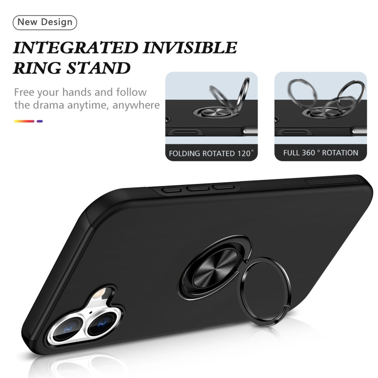 For iPhone 16 PC + TPU Magnetic Phone Case with Invisible Ring Holder(Black) by buy2fix
