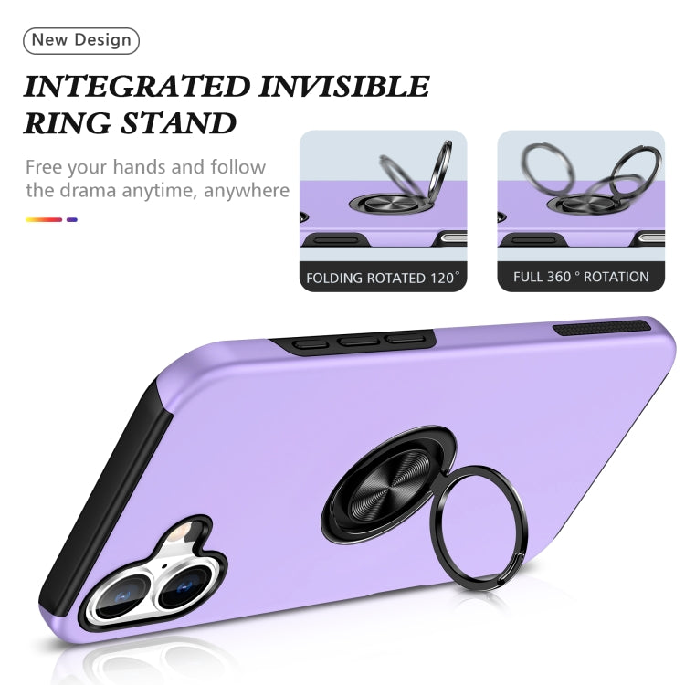 For iPhone 16 PC + TPU Magnetic Phone Case with Invisible Ring Holder(Purple) by buy2fix