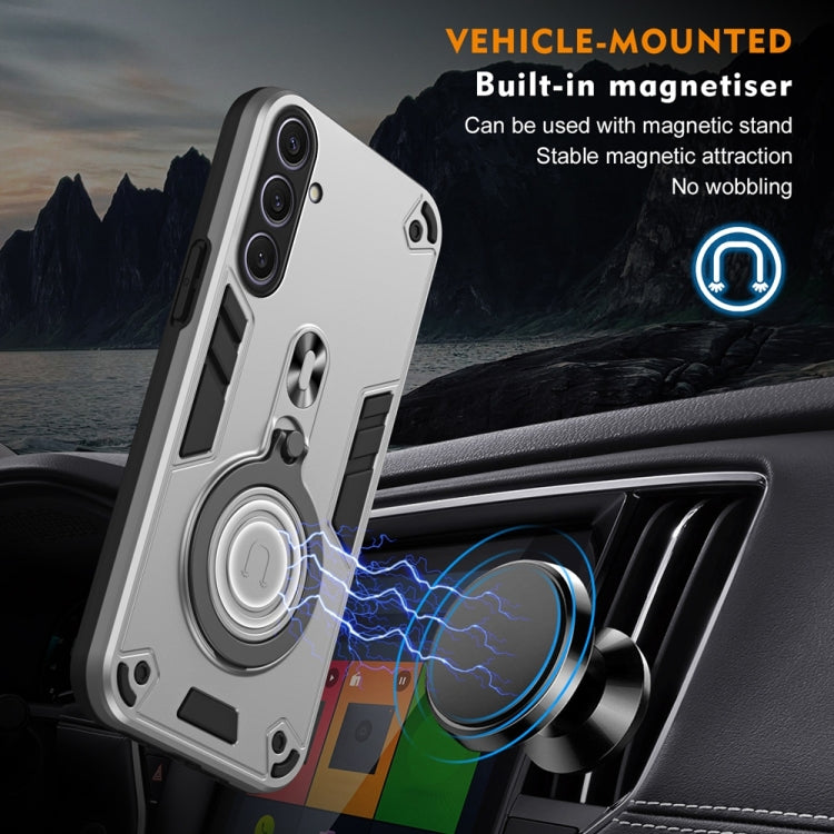 For Samsung Galaxy S25+ 5G Metal Ring 360 Degree Rotating Holder PC Hybrid TPU Phone Case(Silver Grey) by buy2fix