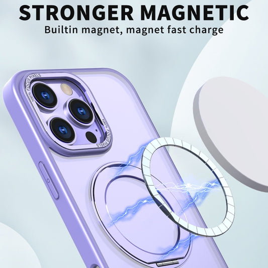 For iPhone 16 Pro Max Wing Series MagSafe Magnetic Ring Holder Phone Case(Light Purple) by buy2fix