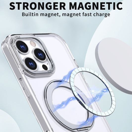 For iPhone 16 Pro Max Wing Series MagSafe Magnetic Ring Holder Phone Case(Transparent) by buy2fix