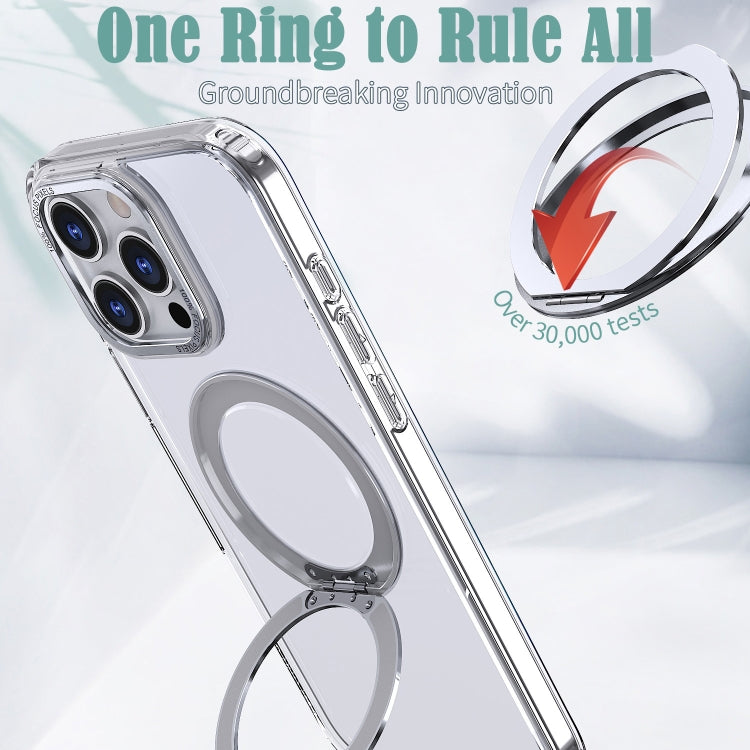 For iPhone 16 Pro Max Wing Series MagSafe Magnetic Ring Holder Phone Case(Transparent) by buy2fix