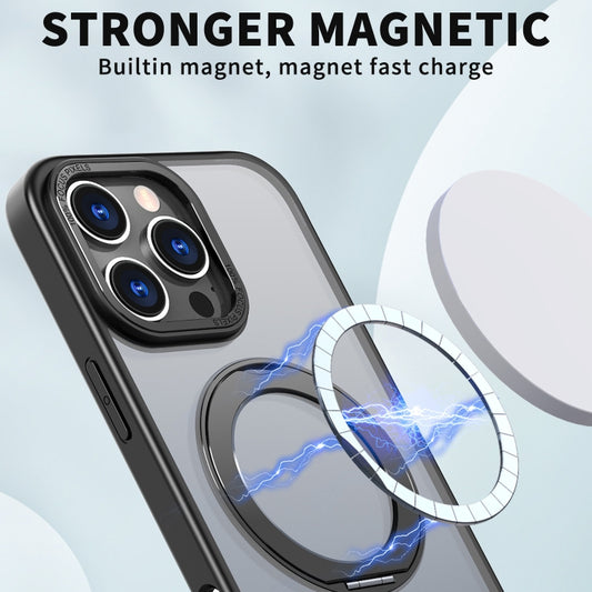 For iPhone 16 Pro Wing Series MagSafe Magnetic Ring Holder Phone Case(Black) by buy2fix