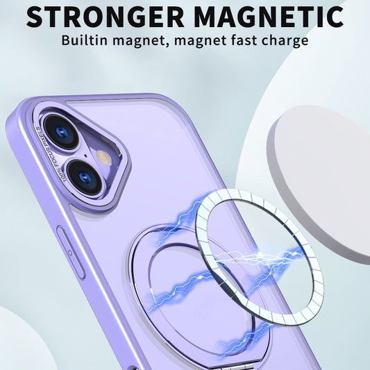 For iPhone 16 Plus Wing Series MagSafe Magnetic Ring Holder Phone Case(Light Purple) by buy2fix