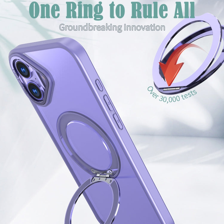 For iPhone 16 Plus Wing Series MagSafe Magnetic Ring Holder Phone Case(Light Purple) by buy2fix