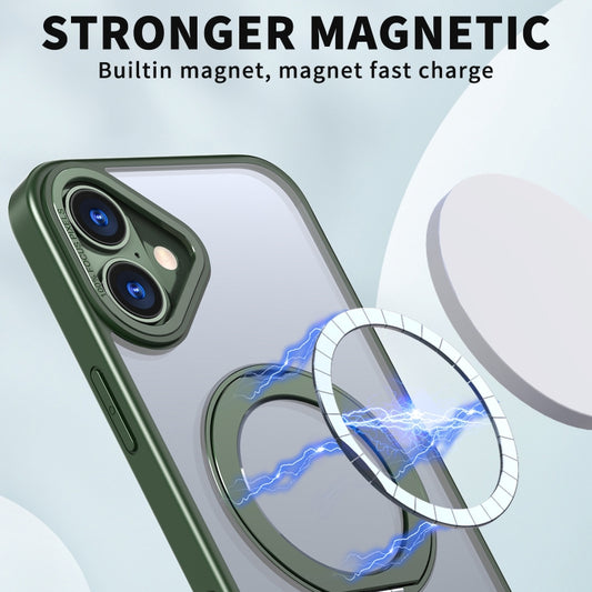 For iPhone 16 Plus Wing Series MagSafe Magnetic Ring Holder Phone Case(Green) by buy2fix