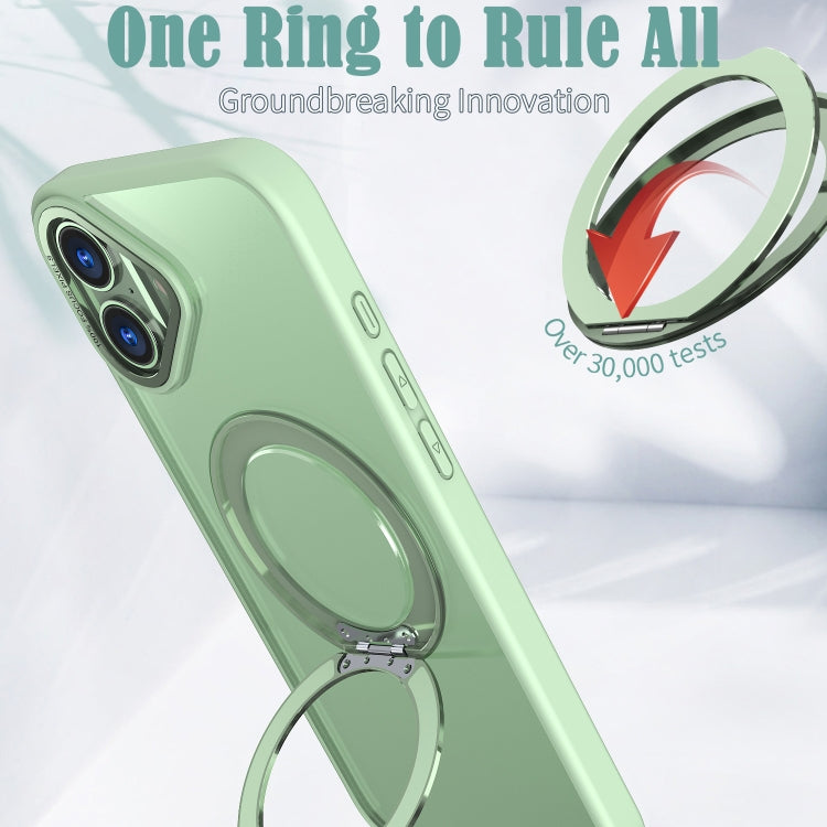 For iPhone 16 Plus Wing Series MagSafe Magnetic Ring Holder Phone Case(Avocado Green) by buy2fix