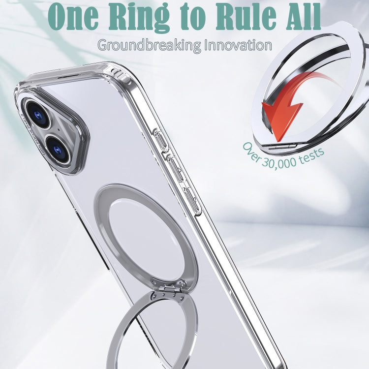 For iPhone 16 Plus Wing Series MagSafe Magnetic Ring Holder Phone Case(Transparent) by buy2fix