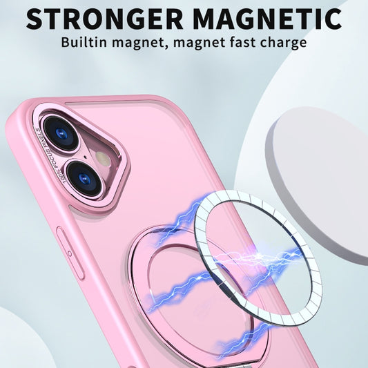 For iPhone 16 Plus Wing Series MagSafe Magnetic Ring Holder Phone Case(Pink) by buy2fix