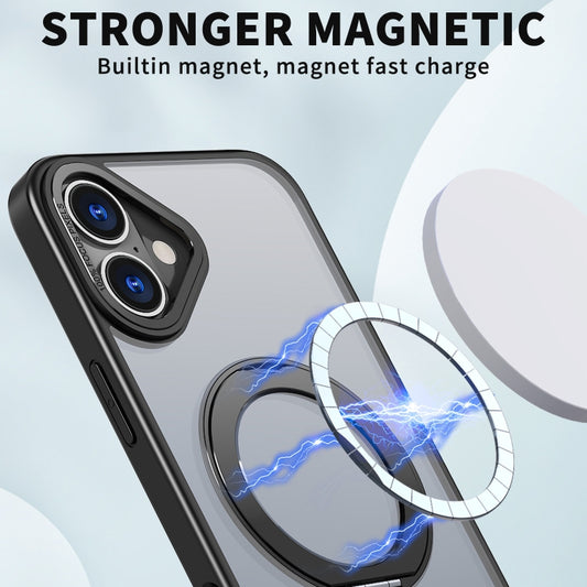 For iPhone 16 Wing Series MagSafe Magnetic Ring Holder Phone Case(Black) by buy2fix