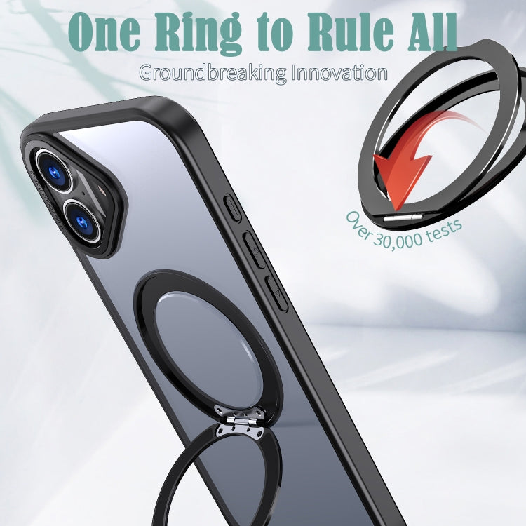 For iPhone 16 Wing Series MagSafe Magnetic Ring Holder Phone Case(Black) by buy2fix