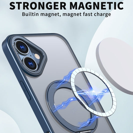 For iPhone 16 Wing Series MagSafe Magnetic Ring Holder Phone Case(Blue) by buy2fix