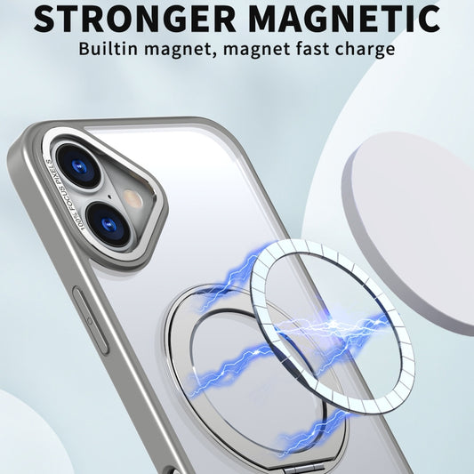 For iPhone 16 Wing Series MagSafe Magnetic Ring Holder Phone Case(Titanium Gray) by buy2fix
