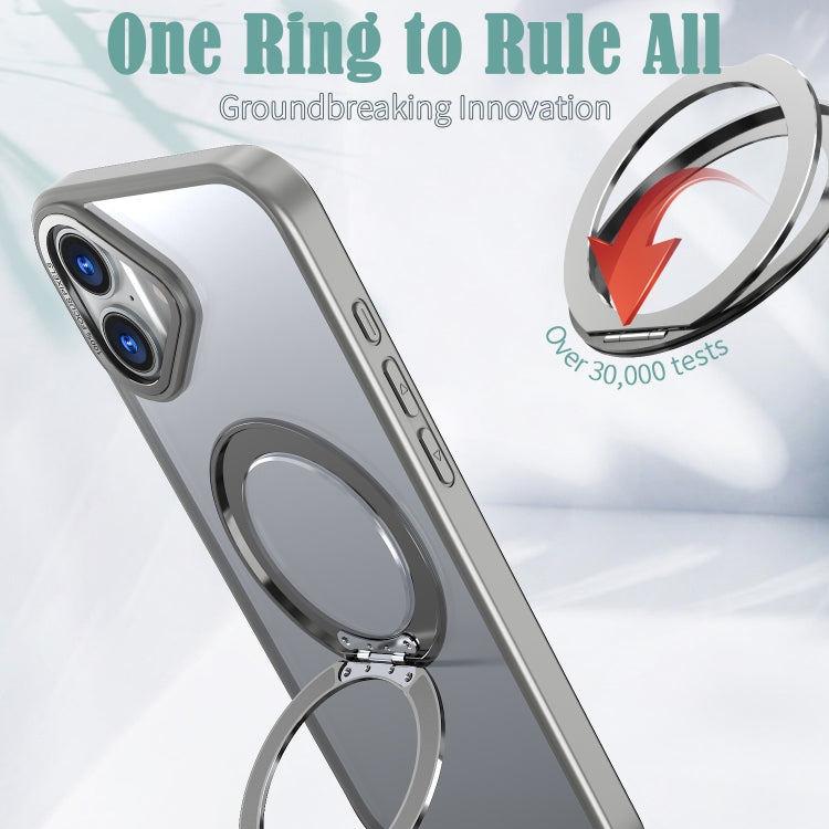 For iPhone 16 Wing Series MagSafe Magnetic Ring Holder Phone Case(Titanium Gray) by buy2fix