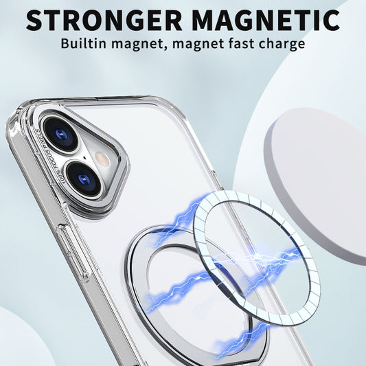 For iPhone 16 Wing Series MagSafe Magnetic Ring Holder Phone Case(Transparent) by buy2fix