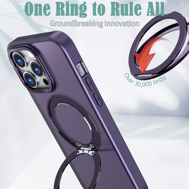 For iPhone 15 Pro Wing Series MagSafe Magnetic Ring Holder Phone Case(Dark Purple) - iPhone 15 Pro Cases by buy2fix | Online Shopping UK | buy2fix