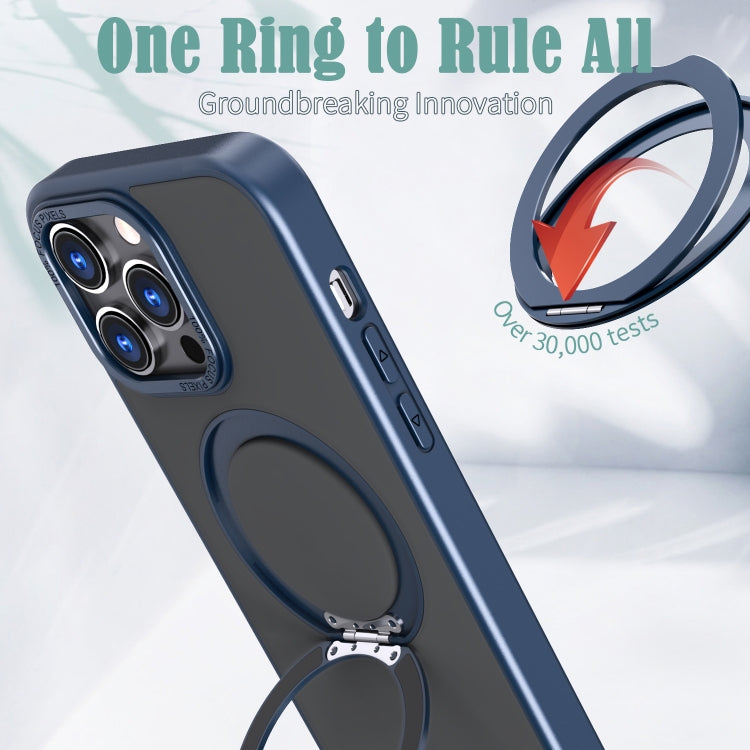 For iPhone 14 Pro Wing Series MagSafe Magnetic Ring Holder Phone Case(Blue) - iPhone 14 Pro Cases by buy2fix | Online Shopping UK | buy2fix