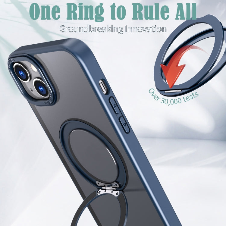 For iPhone 14 Wing Series MagSafe Magnetic Ring Holder Phone Case(Blue) - iPhone 14 Cases by buy2fix | Online Shopping UK | buy2fix
