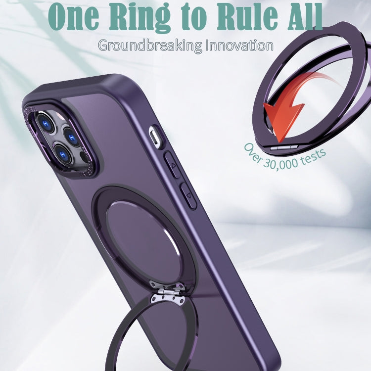 For iPhone 12 Pro Wing Series MagSafe Magnetic Ring Holder Phone Case(Dark Purple) - iPhone 12 / 12 Pro Cases by buy2fix | Online Shopping UK | buy2fix
