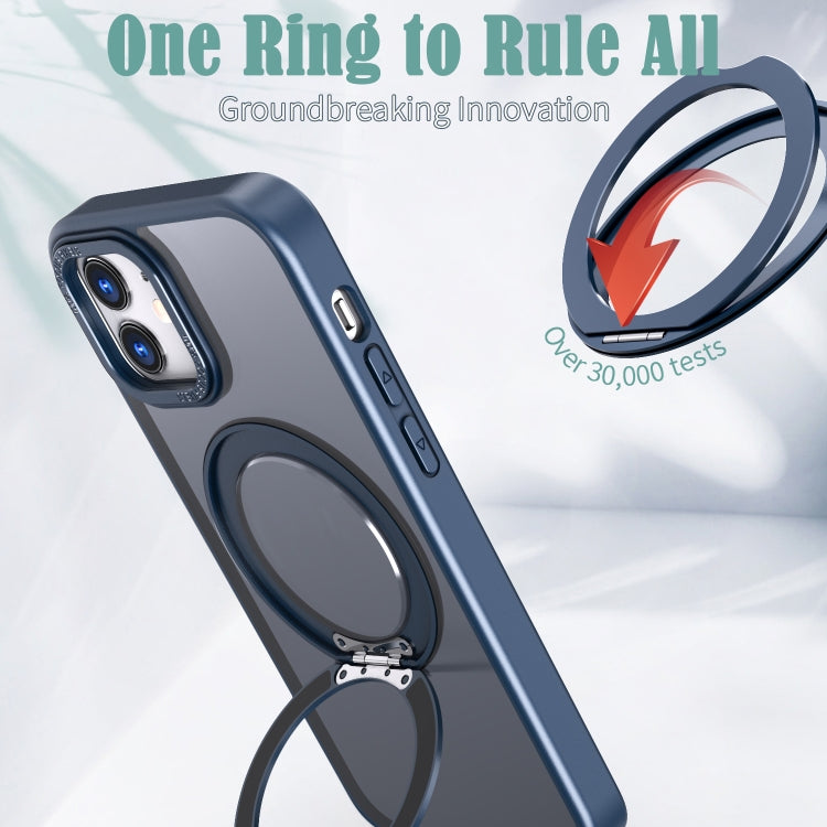 For iPhone 12 Wing Series MagSafe Magnetic Ring Holder Phone Case(Blue) - iPhone 12 / 12 Pro Cases by buy2fix | Online Shopping UK | buy2fix