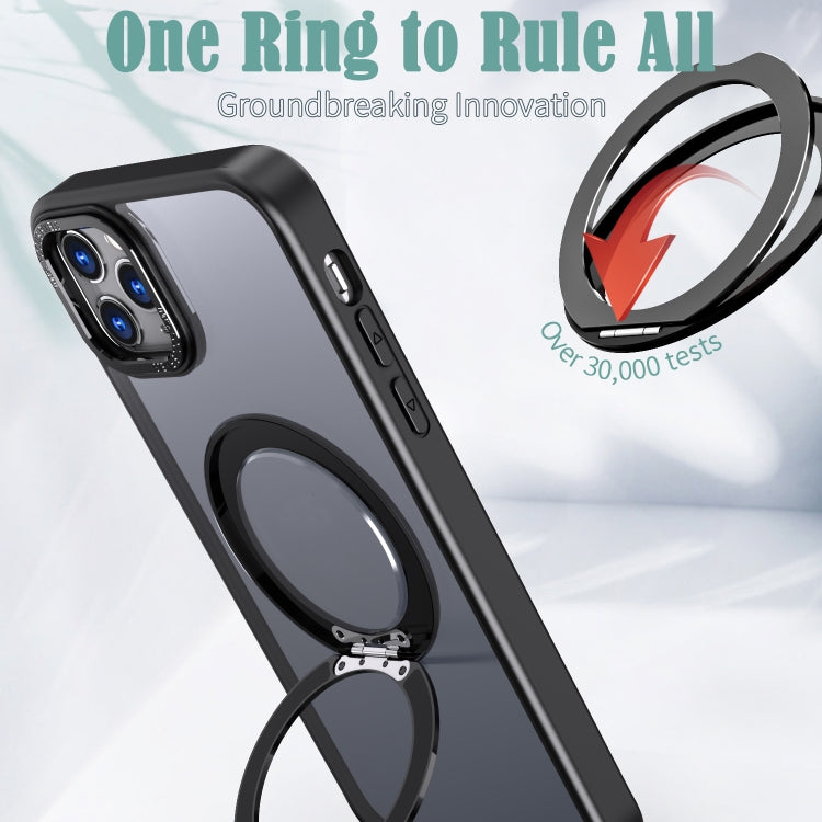 For iPhone 11 Pro Max Wing Series MagSafe Magnetic Ring Holder Phone Case(Black) - iPhone 11 Pro Max Cases by buy2fix | Online Shopping UK | buy2fix