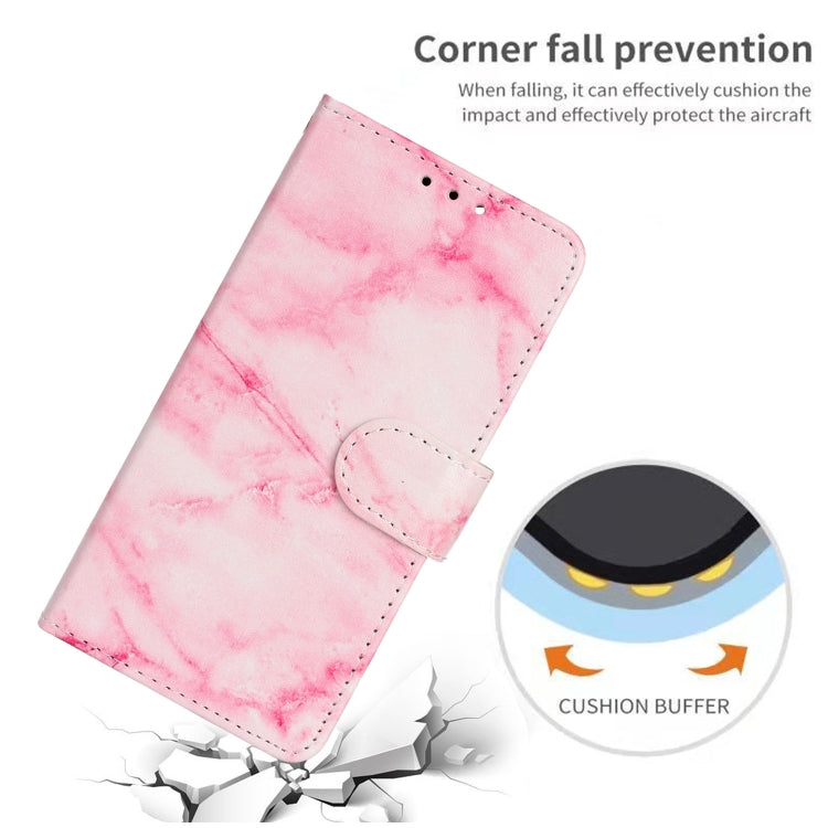 For iPhone 16 Pro Max Colored Drawing Marble Pattern Leather Phone Case(Pink Marble) by buy2fix