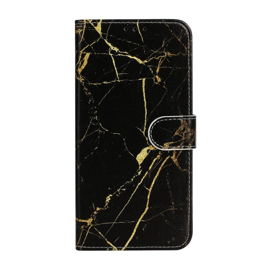 For iPhone 16 Pro Colored Drawing Marble Pattern Leather Phone Case(Black Gold Marble) by buy2fix