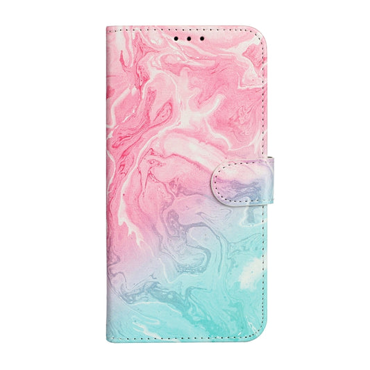 For iPhone 16 Pro Colored Drawing Marble Pattern Leather Phone Case(Pink Green Marble) by buy2fix