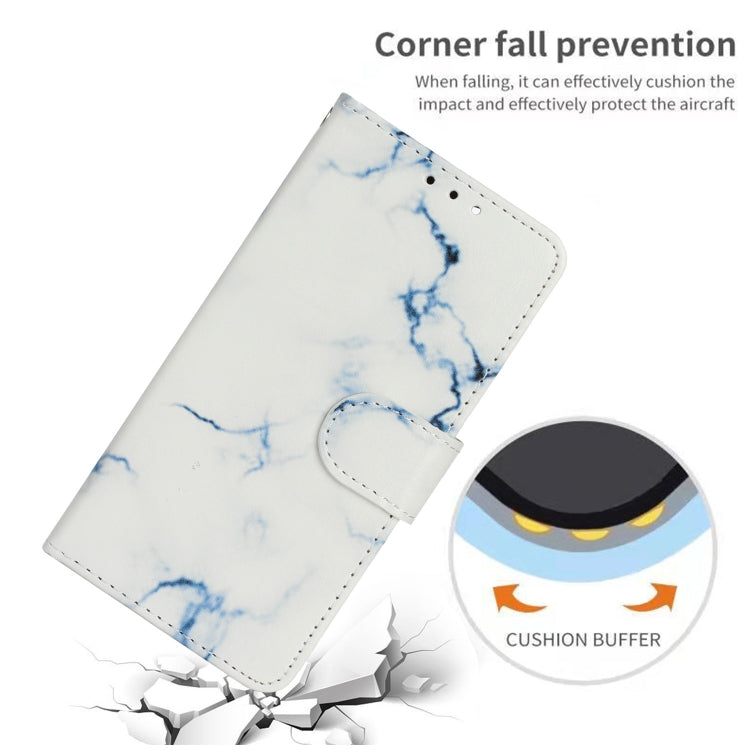 For iPhone 16 Colored Drawing Marble Pattern Leather Phone Case(White Marble) by buy2fix