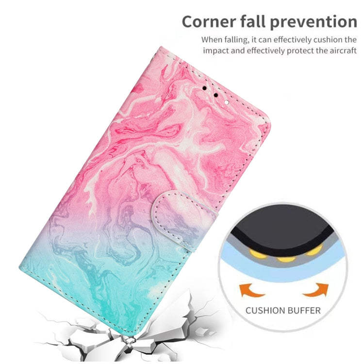 For iPhone 16 Colored Drawing Marble Pattern Leather Phone Case(Pink Green Marble) by buy2fix