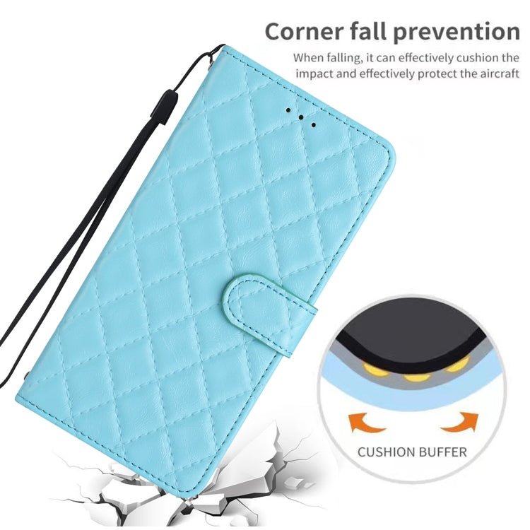 For iPhone 16 Pro Rhombus Lattice Texture Leather Phone Case(Light Blue) by buy2fix