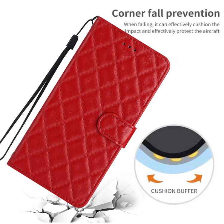 For iPhone 16 Pro Rhombus Lattice Texture Leather Phone Case(Red) by buy2fix