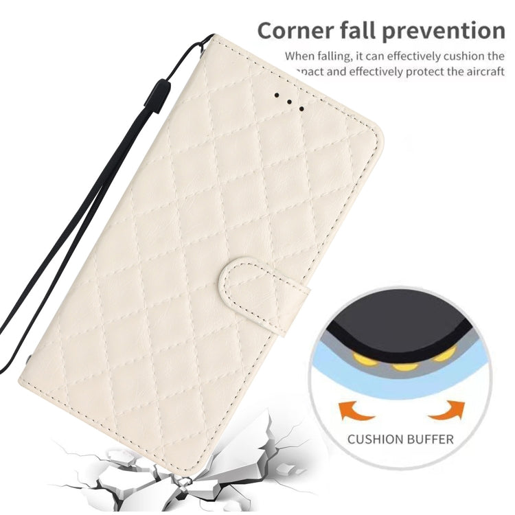 For iPhone 16 Pro Rhombus Lattice Texture Leather Phone Case(White) by buy2fix
