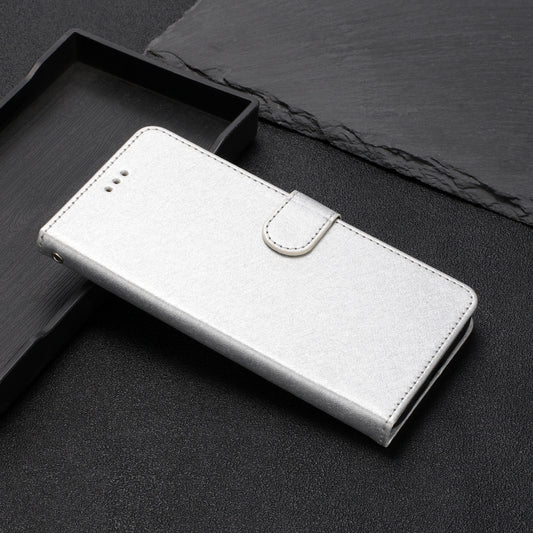 For iPhone 16 Plus Silk Texture Horizontal Flip Leather Phone Case(Silver) by buy2fix