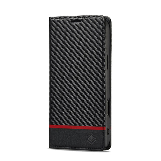 For iPhone 16 Pro LC.IMEEKE Carbon Fiber Leather Phone Case(Horizontal Black) by LC.IMEEKE