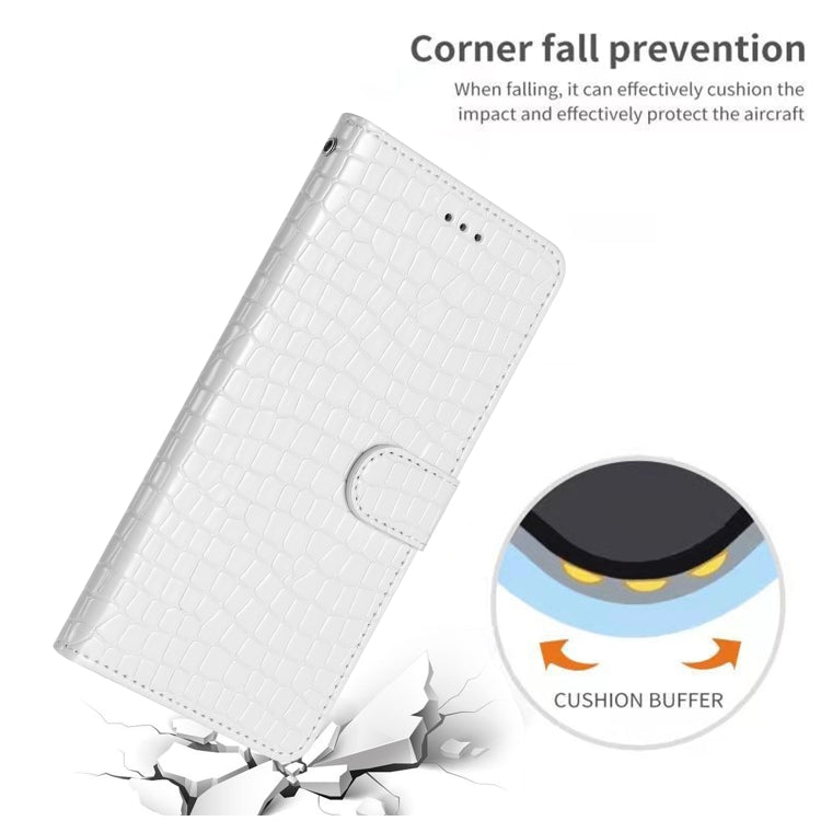For iPhone 16 Crocodile Texture Horizontal Flip Leather Phone Case(White) by buy2fix