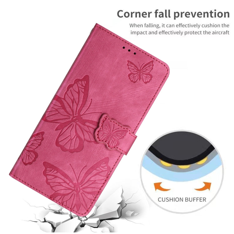 For iPhone 16 Pro Skin-feel Embossed Butterfly Leather Phone Case(Rose Red) by buy2fix