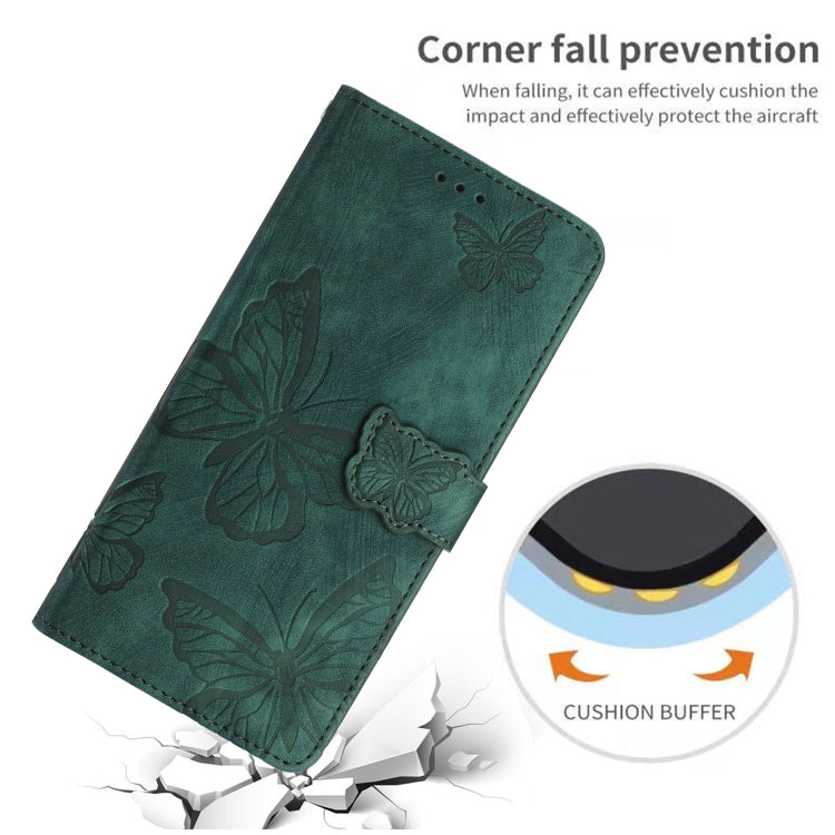 For iPhone 16 Plus Skin-feel Embossed Butterfly Leather Phone Case(Green) by buy2fix