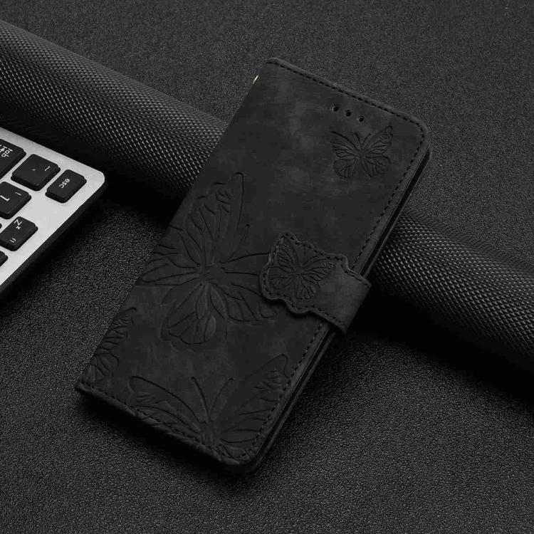 For iPhone Air Skin-feel Embossed Butterfly Leather Phone Case(Black) - iPhone Air Cases by buy2fix | Online Shopping UK | buy2fix