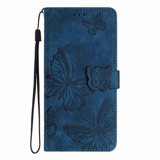 For iPhone Air Skin-feel Embossed Butterfly Leather Phone Case(Blue) - iPhone Air Cases by buy2fix | Online Shopping UK | buy2fix