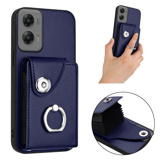 For Motorola Moto G Stylus 5G 2024 Organ Card Bag Ring Holder Phone Case(Blue) by buy2fix
