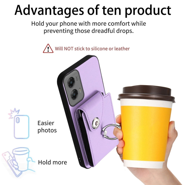 For Motorola Moto G Stylus 5G 2024 Organ Card Bag Ring Holder Phone Case(Purple) by buy2fix